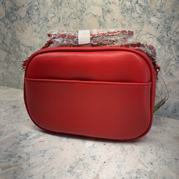 Bradley Mischka Red Diamond Quilted Accessories Crossbody Handbag W/ Pearls - Picture 2 of 6